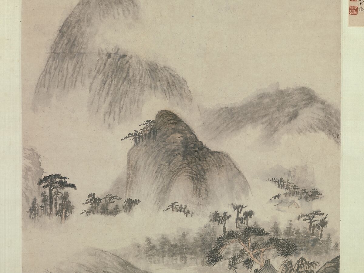 Landscape Painted on the Double Ninth Festival, Shitao (Zhu Ruoji) (Chinese, 1642–1707), Hanging scroll; ink and color on paper, China
