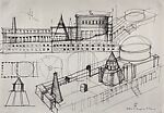 Palazzo Congressi Milano Study, Aldo Rossi  Italian, Graphite and black ink on paper