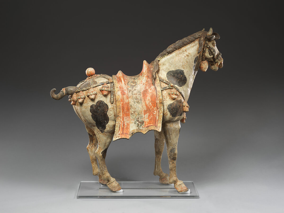Horse, Earthenware with pigment and gilding, China