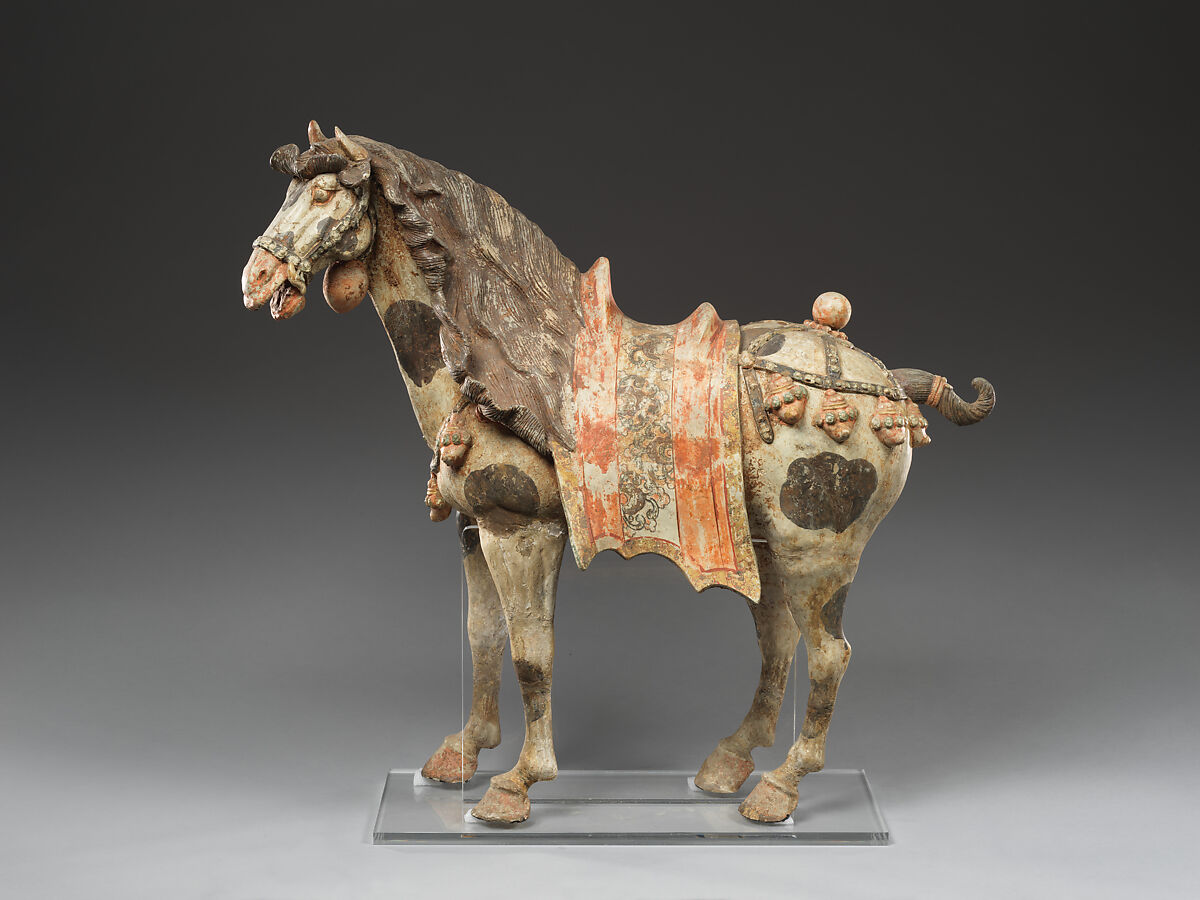 Horse, Earthenware with pigment and gilding, China 