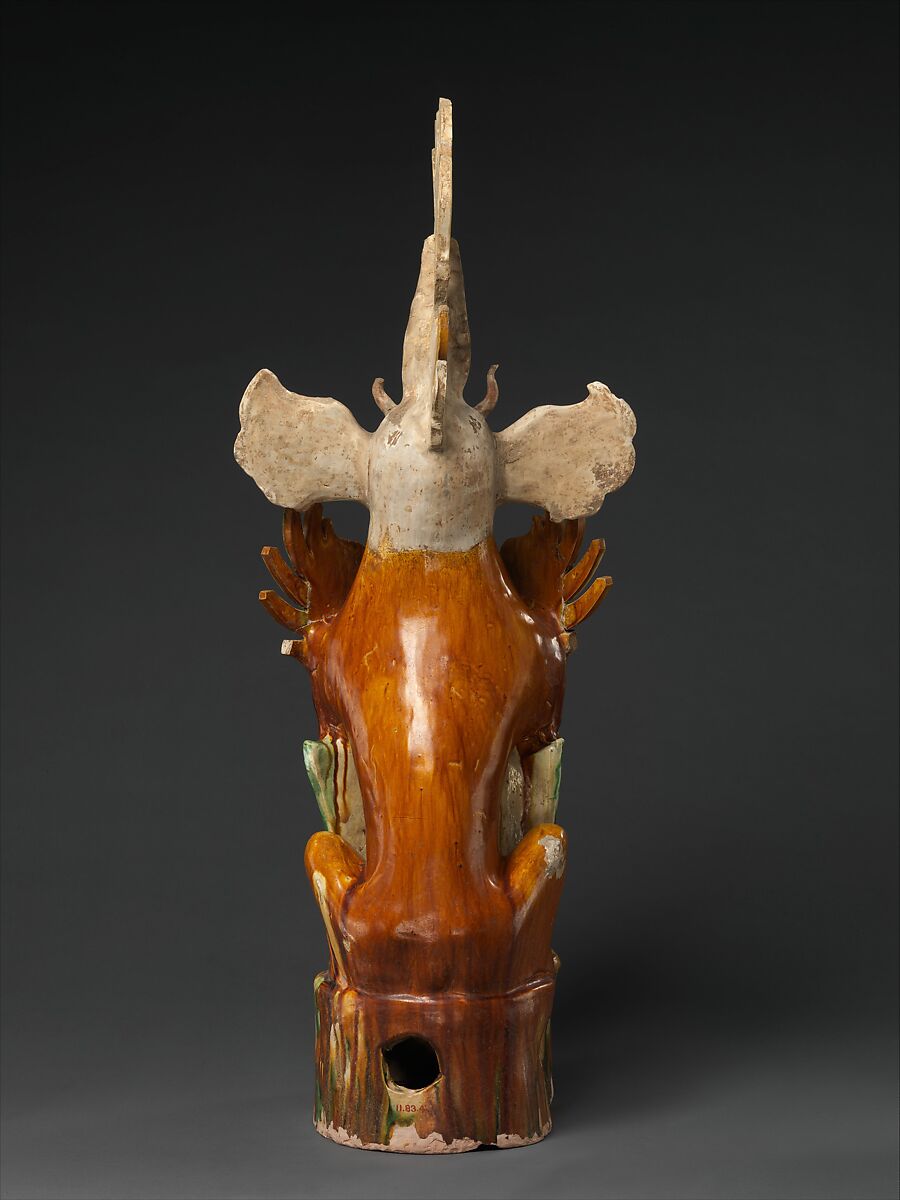 Tomb guardian beast (Zhenmushou), Earthenware with  pigment and three-color (sancai) glaze, China
