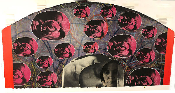 Cries & Pain, Juan Sanchez (American, born Brooklyn, New York, 1954), Screenprint, monoprint, collage and Chine collé on shaped handmade paper with pulp underpainting 