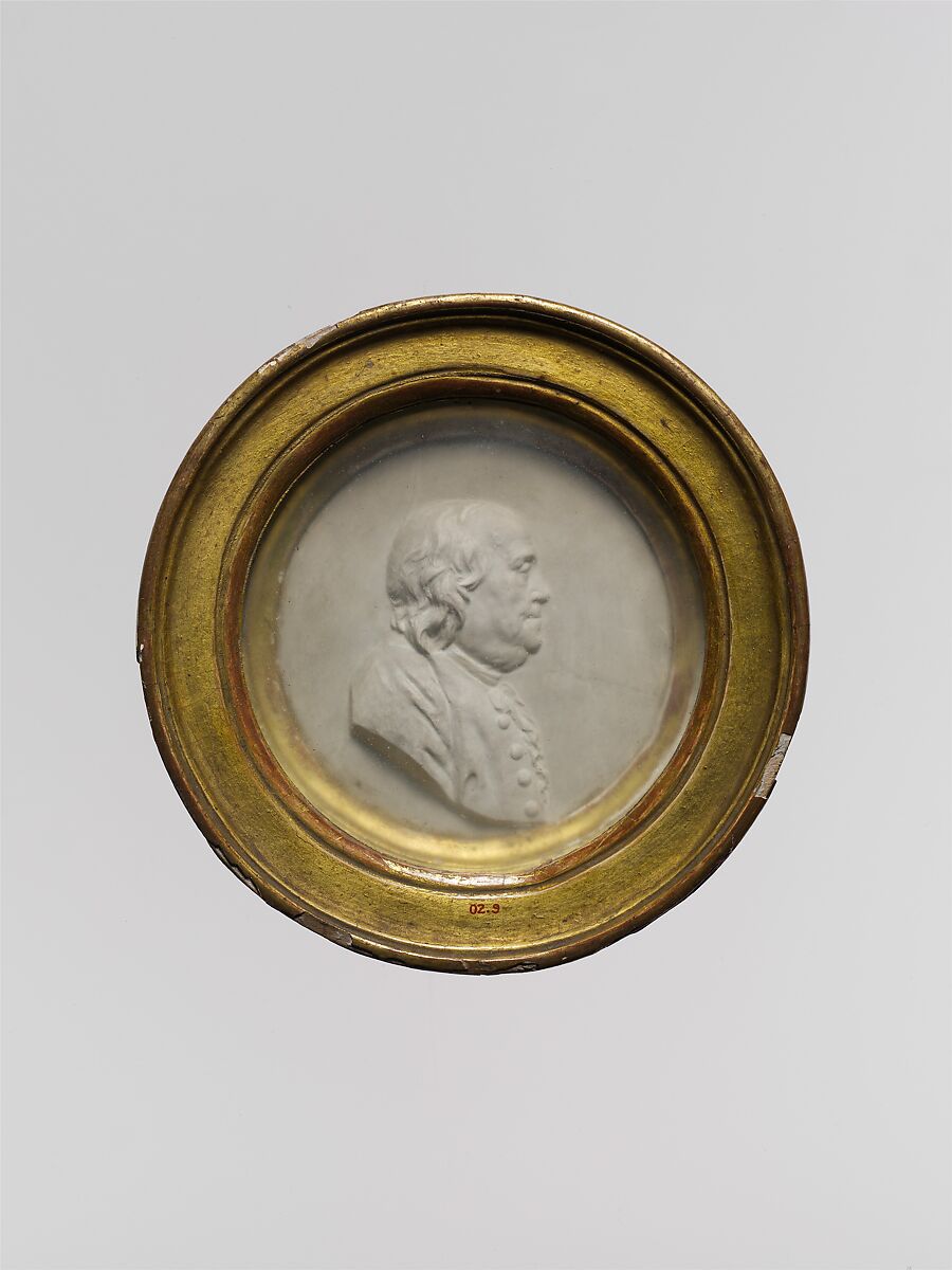 Medallion of Benjamin Franklin, Attributed to Jean Martin Renaud (French, Sarreguemines 1746–1821 Paris), Plaster 