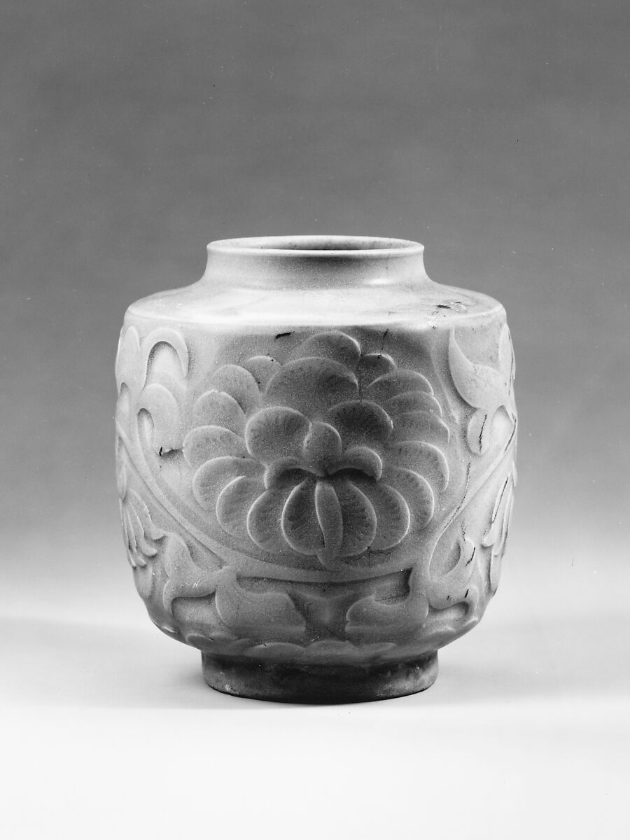 Jar, Porcelaneous stoneware with carved designs under celadon glaze (Northern celadon ware), China