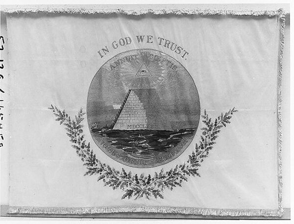 Flag, Silk embroidered with silk thread, American 