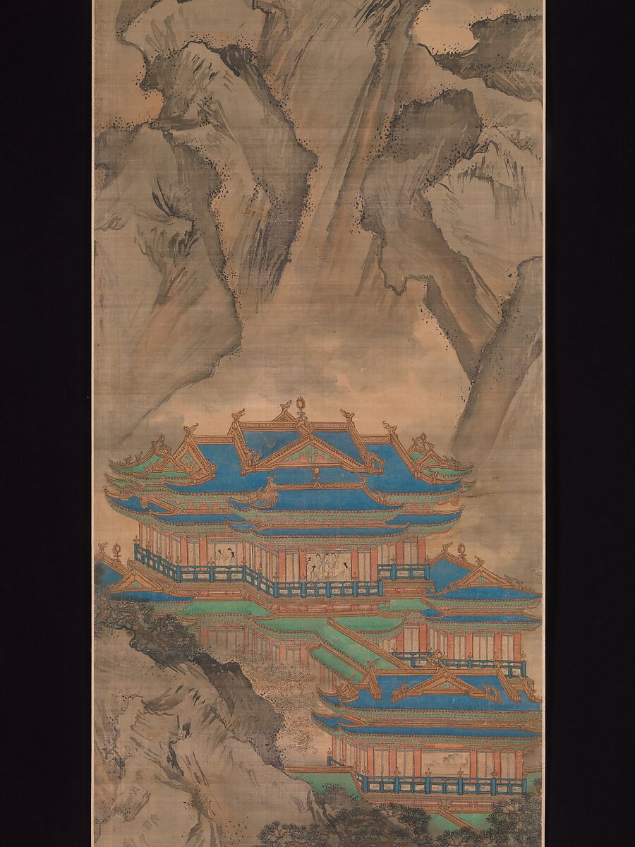 The Palace of Nine Perfections, Yuan Jiang (active ca.1680–ca.1730), Set of twelve hanging scrolls; ink and color on silk, China