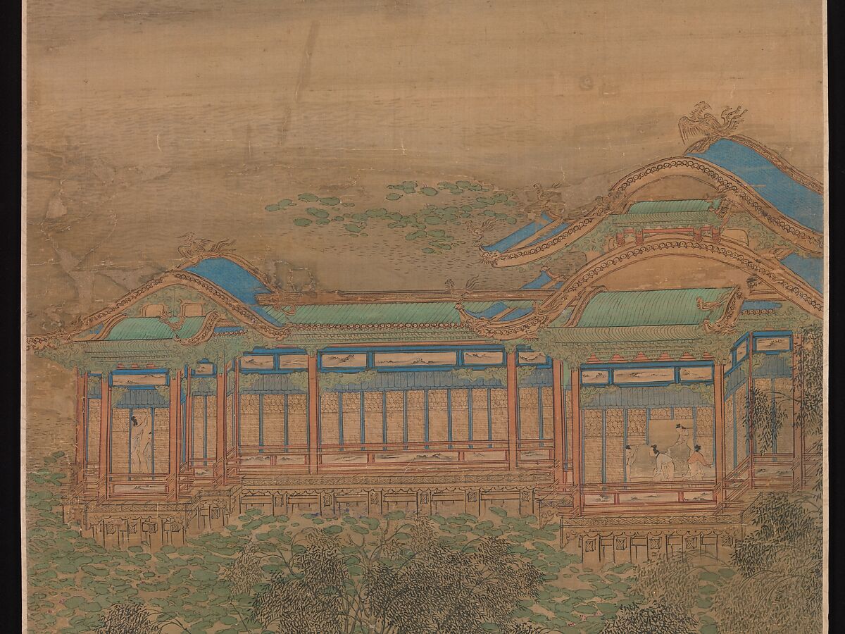 The Palace of Nine Perfections, Yuan Jiang (active ca.1680–ca.1730), Set of twelve hanging scrolls; ink and color on silk, China