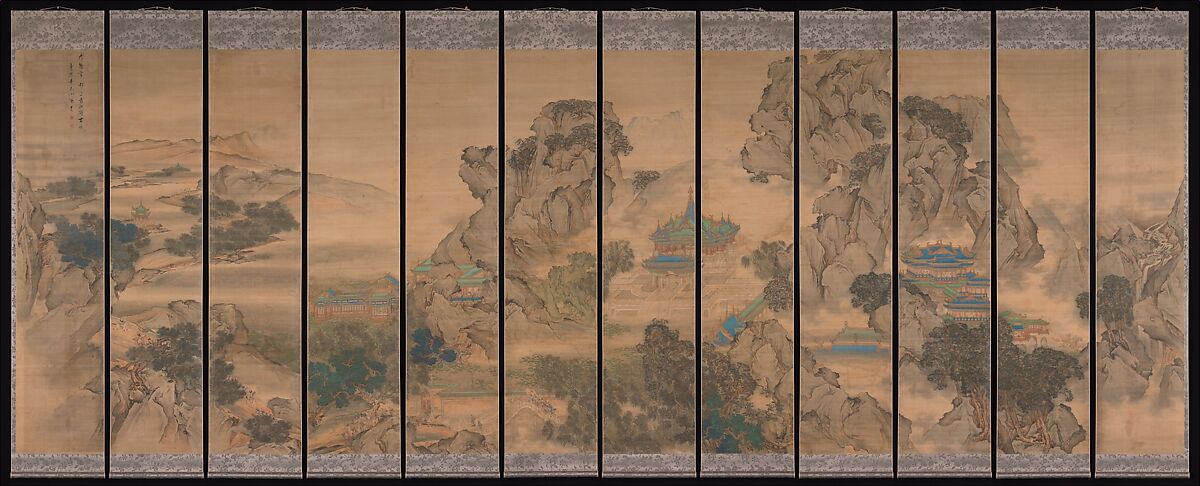 The Palace of Nine Perfections, Yuan Jiang (active ca.1680–ca.1730), Set of twelve hanging scrolls; ink and color on silk, China 