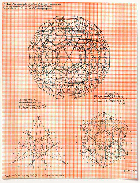 Study for Thought Complex, Agnes Denes  American, born Hungary, Pen and black ink on graph paper
