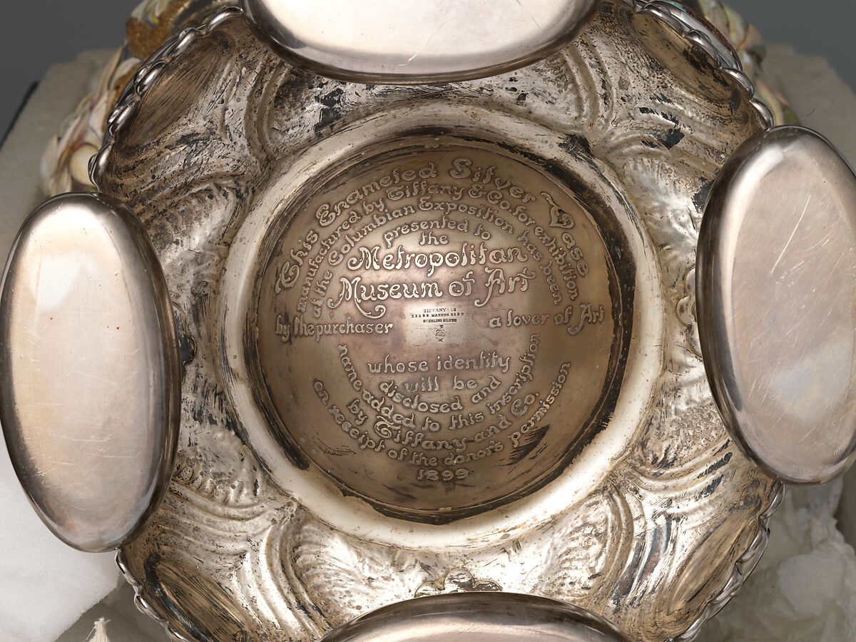 The Magnolia Vase, Tiffany &amp; Co. (1837–present), Silver, enamel, gold, and opals, American