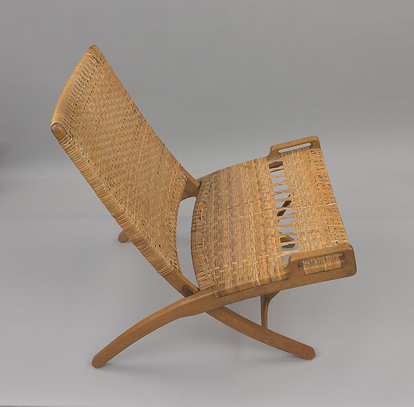 Folding chair, Hans J. Wegner (Danish, Tønder 1914–2007 Copenhagen), Wood, caning, metal