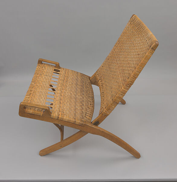 Folding chair, Hans J. Wegner (Danish, Tønder 1914–2007 Copenhagen), Wood, caning, metal