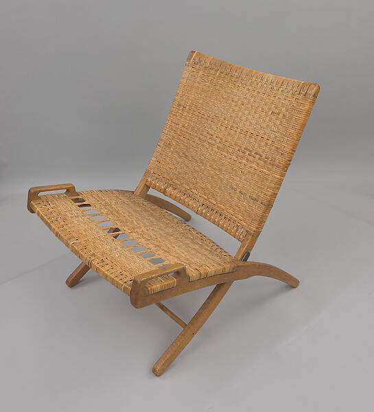Folding chair, Hans J. Wegner (Danish, Tønder 1914–2007 Copenhagen), Wood, caning, metal