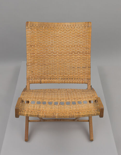Folding chair, Hans J. Wegner (Danish, Tønder 1914–2007 Copenhagen), Wood, caning, metal