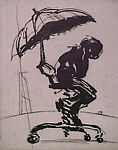 Zeno at 4 a.m., William Kentridge (South African, born Johannesburg, 1955), Set of 11 intaglio prints of various etching techniques on paper 

a: Open-bite etching
b: Etching, aquatint and open-bite
c: Etching, aquatint and open-bite with burnishing
d: Etching, aquatint, open-bite and drypoint
e: Open-bite and etching
f: Open-bite and aquatint
g: Etching and aquatint
h: Open-bite etching
i: Etching, aquatint and roulet
