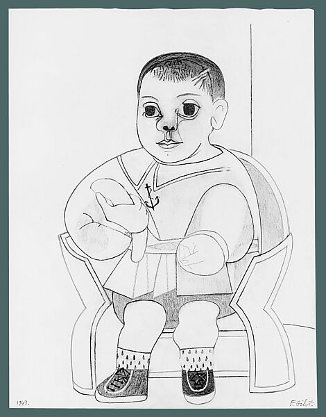 Claude with a Banana II, Françoise Gilot (French, Paris 1921–2023 New York), Graphite and wax crayon on paper