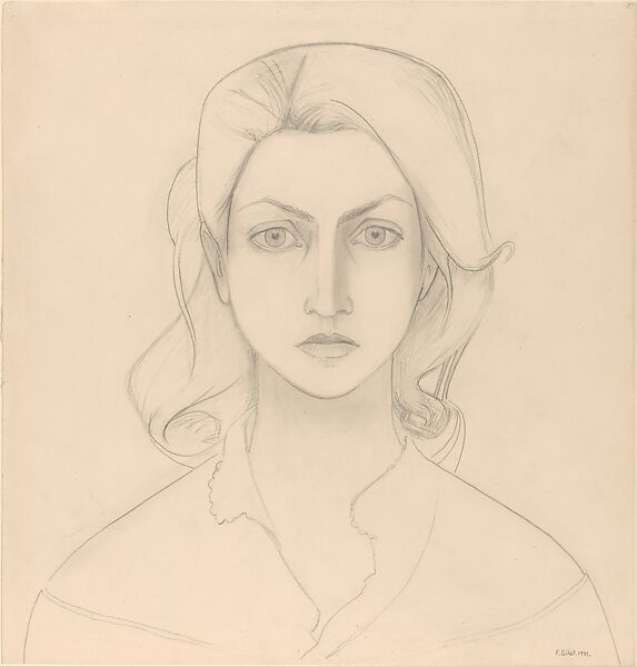 Self-Portrait Full Face, Françoise Gilot (French, Paris 1921–2023 New York), Graphite on paper 