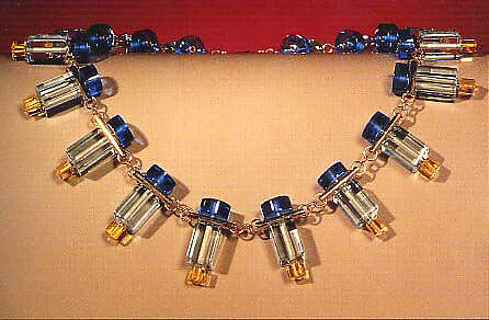 Lucent Lines Necklace, 10-94 and Lucent Lines Earrings, Linda MacNeil (American, born Boston, 1954), Glass, gold 