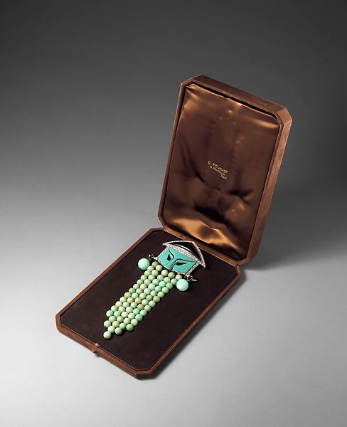 Dress ornament, Georges Fouquet (French, 1862–1957), Jade, onyx, diamonds, enamel, platinum