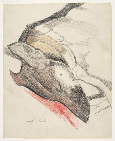 Sleeping Dog, Joseph Stella (American (born Italy) Muro Lucano 1877–1946 New York, New York), Crayon and charcoal on paper 