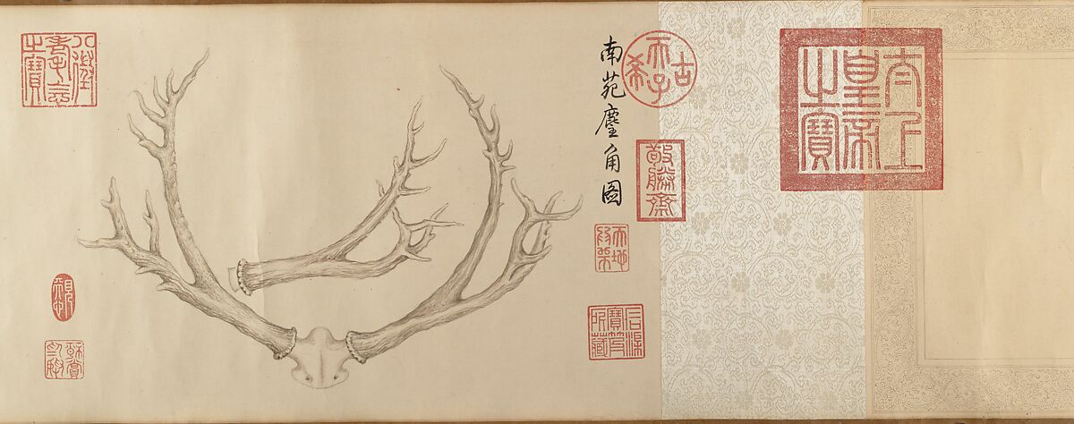 Two Paintings of Deer Antlers, Qianlong Emperor (Chinese, (1711–1799; r. 1736–95)), Two handscrolls; ink and color on paper, China