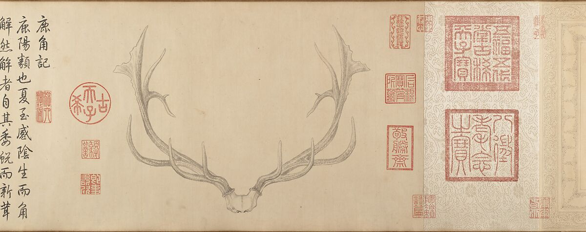 Two Paintings of Deer Antlers, Qianlong Emperor (Chinese, (1711–1799; r. 1736–95)), Two handscrolls; ink and color on paper, China