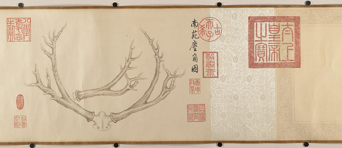 Two Paintings of Deer Antlers, Qianlong Emperor (Chinese, (1711–1799; r. 1736–95)), Two handscrolls; ink and color on paper, China 