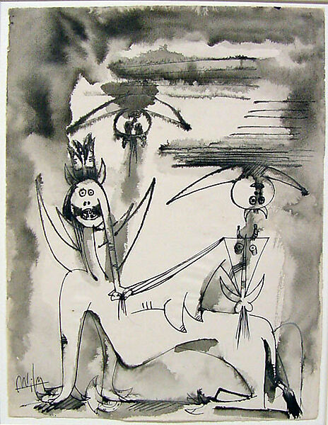 Untitled, Wifredo Lam (Cuban, Sagua La Grande 1902–1982 Paris), Pen, brush and black ink, with traces of graphite on paper 