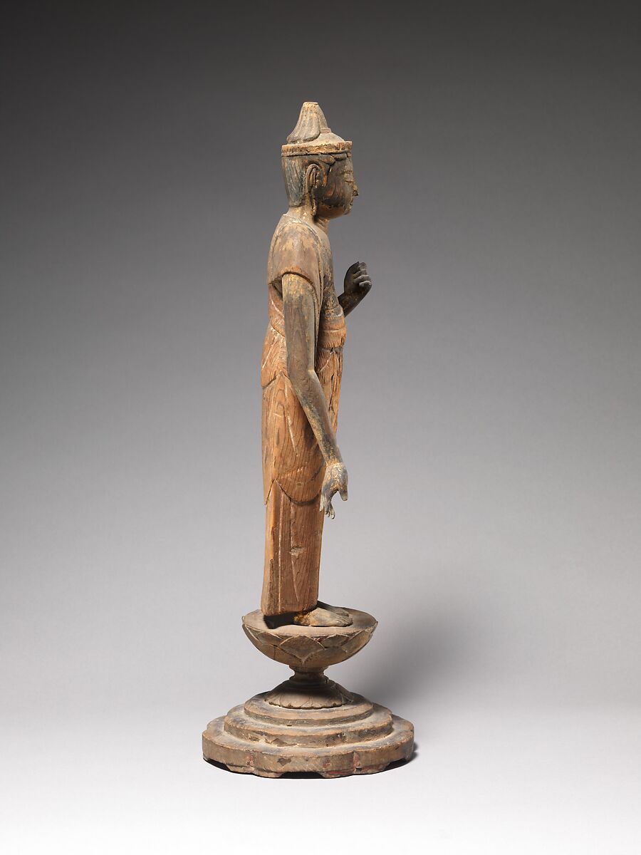 Shō Kannon, the Bodhisattva of Compassion, Wood with traces of gold and color, Japan