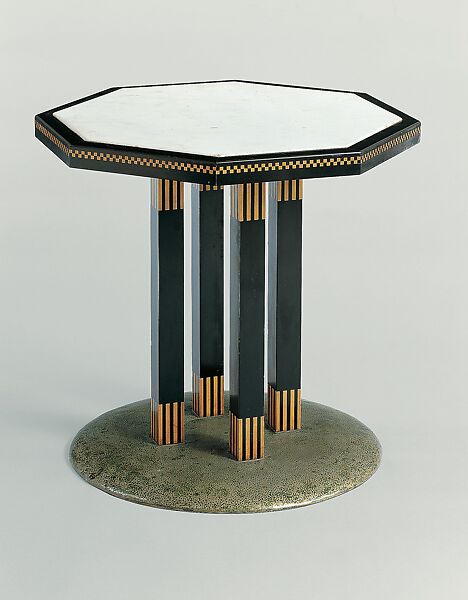 Center Table, Josef Hoffmann (Austrian, Pirnitz 1870–1956 Vienna), Wood, ebonized wood, marble, nickel-plated brass 