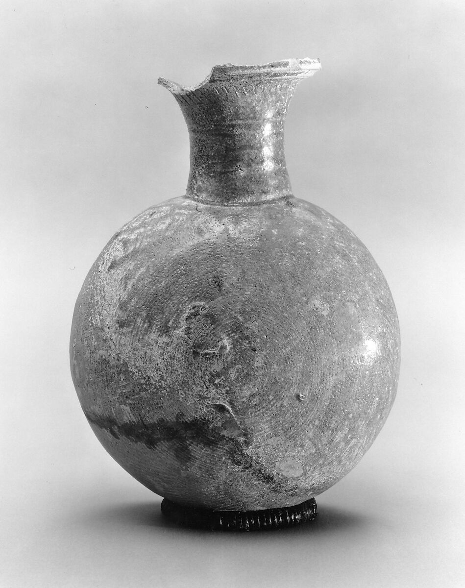 Flask, Sue ware; stoneware with natural ash glaze, Japan 