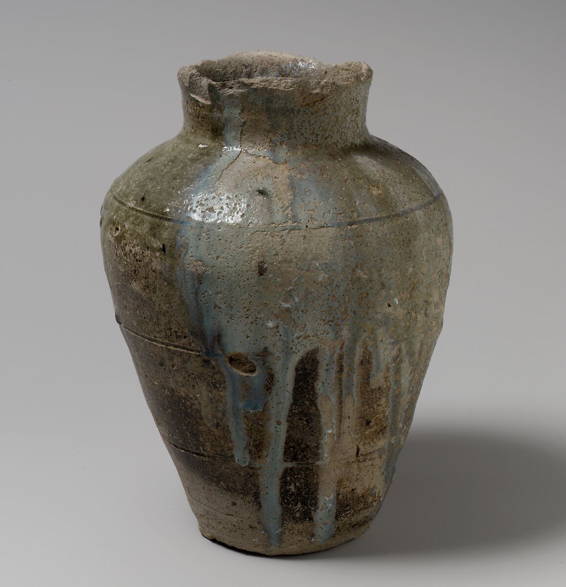 Jar for Sutra Burial (Sankinko), Stoneware with natural ash glaze (Tokoname ware), Japan