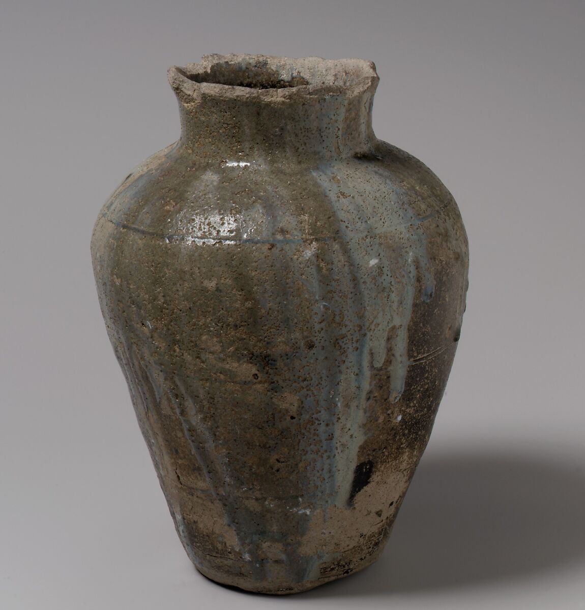 Jar for Sutra Burial (Sankinko), Stoneware with natural ash glaze (Tokoname ware), Japan