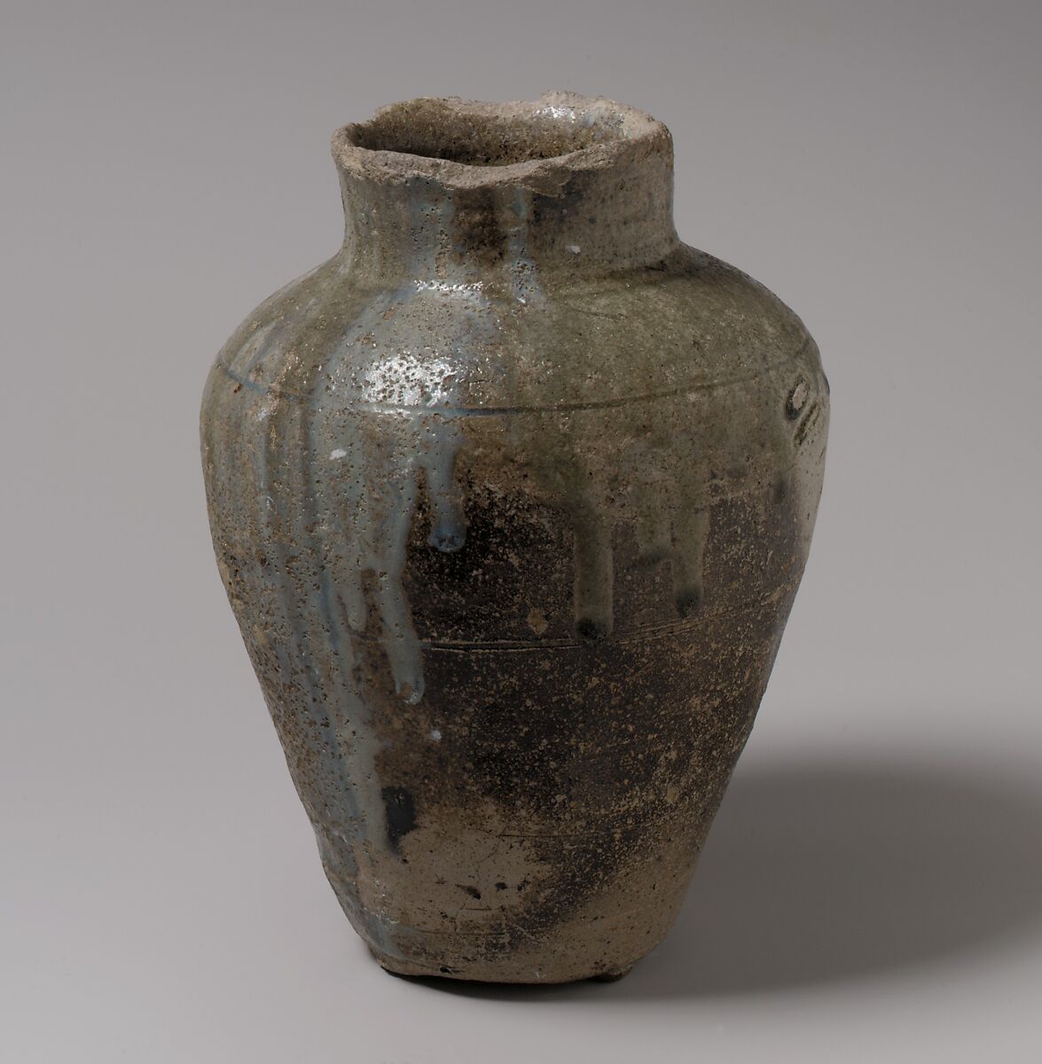 Jar for Sutra Burial (Sankinko), Stoneware with natural ash glaze (Tokoname ware), Japan 