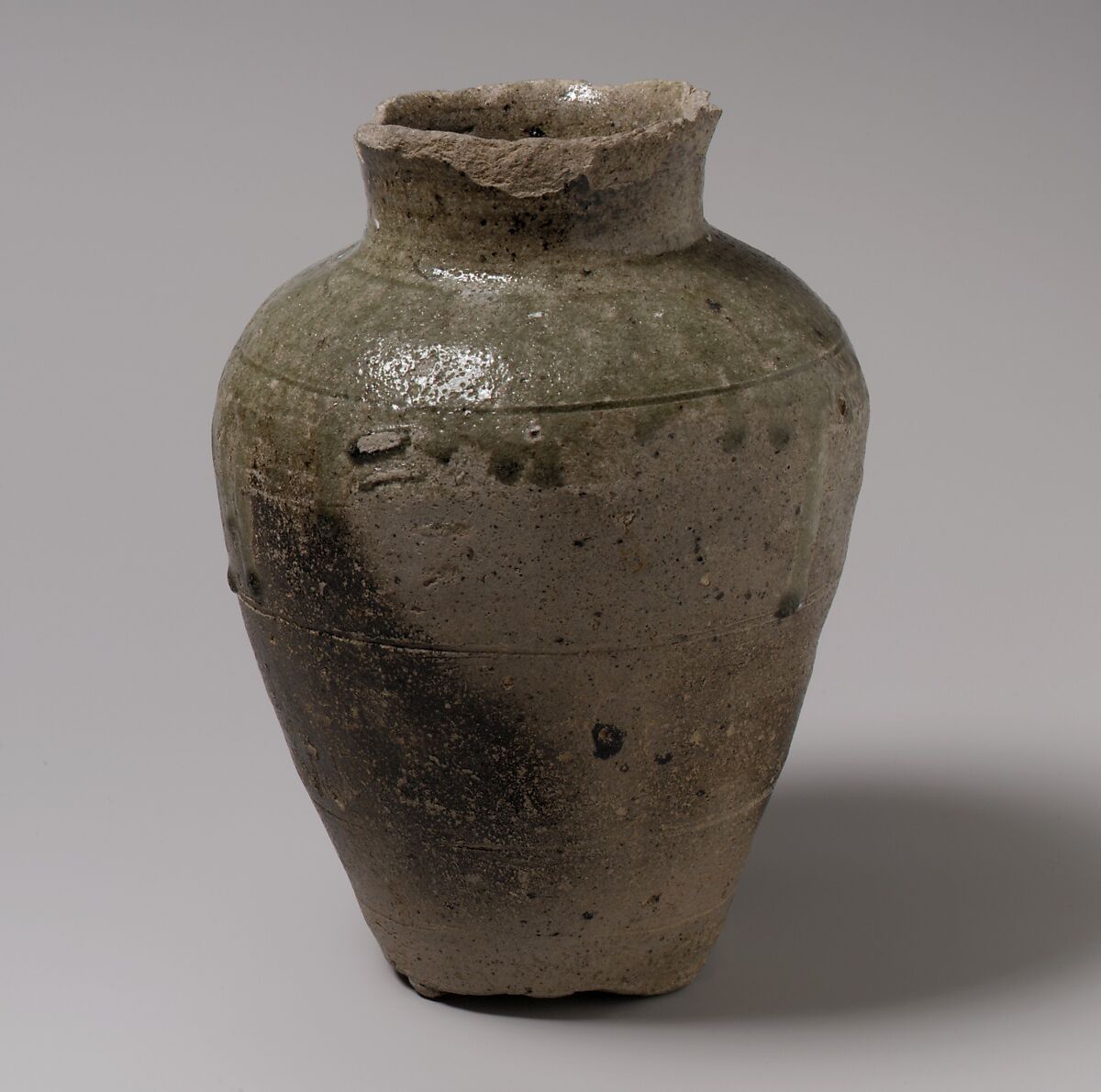 Jar for Sutra Burial (Sankinko), Stoneware with natural ash glaze (Tokoname ware), Japan