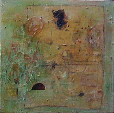 Delphinium, Kevin Larmon (American, born Syracuse, New York, 1955), Oil, graphite, charcoal and pebbles on canvas 