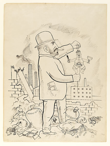 The Secret Emperor (The Industrialist Hugo Stinnes), George Grosz (American (born Germany), Berlin 1893–1959 Berlin), Ink on paper 