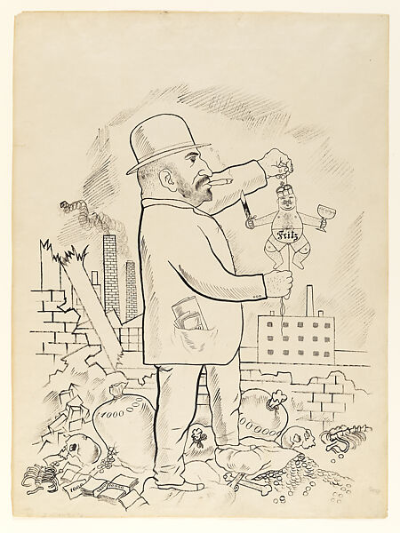 The Secret Emperor (The Industrialist Hugo Stinnes), George Grosz  American, born Germany, Ink on paper