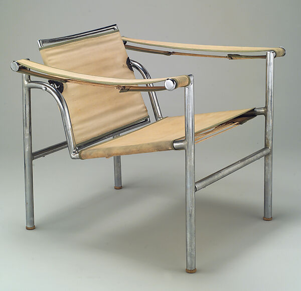 "Siège à Dossier Basculant" Armchair (model B 301), Le Corbusier (French (born Switzerland), La Chaux-de-Fonds 1887–1965 Roquebrune-Cap-Martin), Chrome-plated tubular steel, canvas, wood 