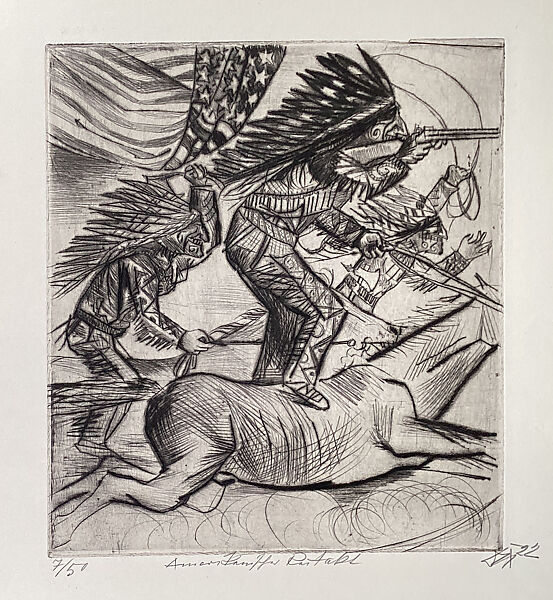 American Circus Equestrians, Otto Dix (German, Untenhaus 1891–1969 Singen), Drypoint and etching