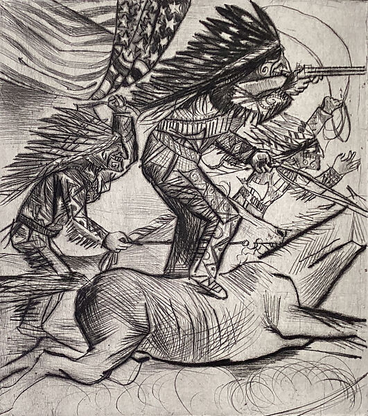 American Circus Equestrians, Otto Dix (German, Untenhaus 1891–1969 Singen), Drypoint and etching 