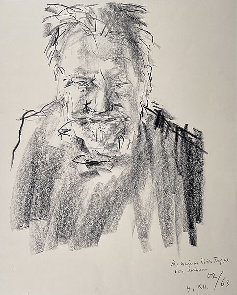 Ezra Pound, Oskar Kokoschka (Austrian, Pöchlarn 1886–1980 Montreux), Black crayon on paper 