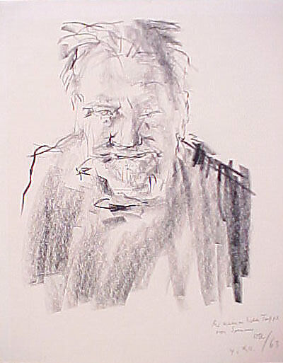 Ezra Pound, Oskar Kokoschka (Austrian, Pöchlarn 1886–1980 Montreux), Black crayon on paper 