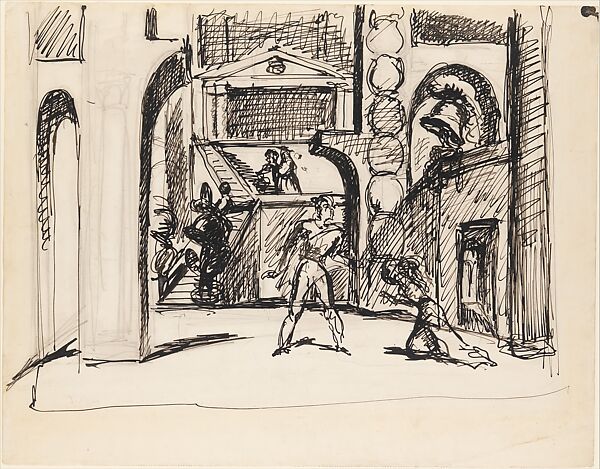 Sketch for "Le Cenci", Balthus (Balthasar Klossowski) (French, Paris 1908–2001 Rossinière), Pen and black ink and graphite on paper 