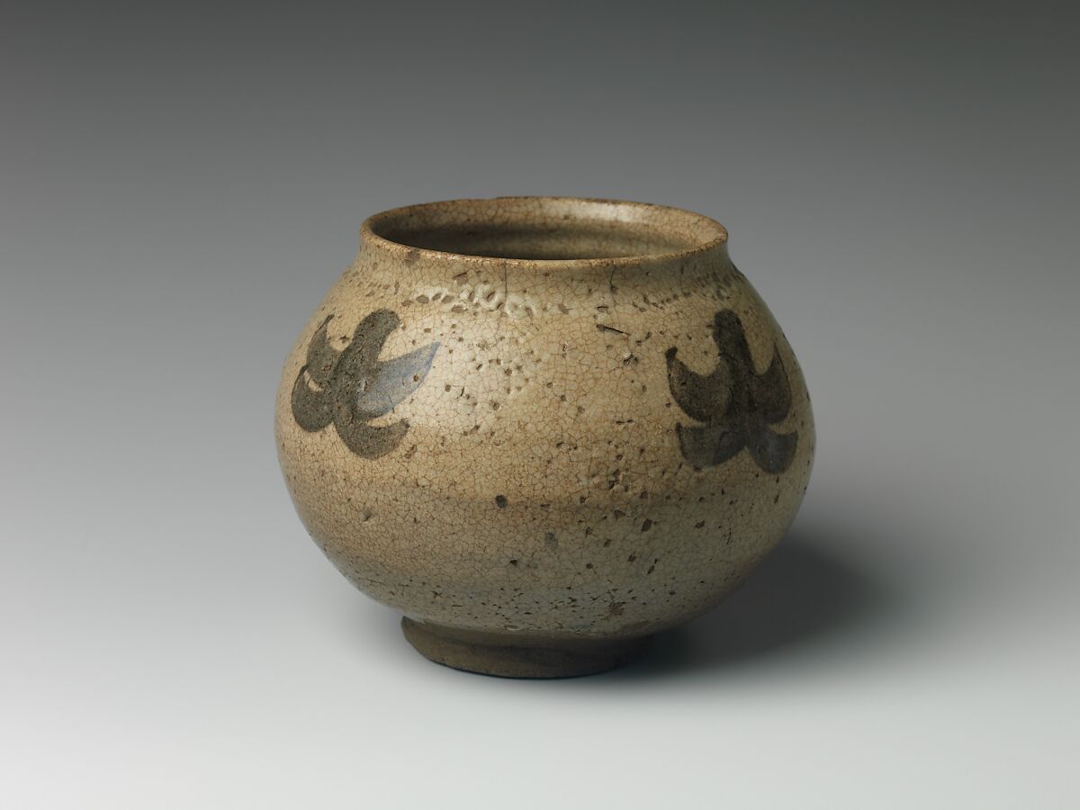 Jar, Stoneware with painted decoration in underglaze brown iron (Karatsu ware), Japan 