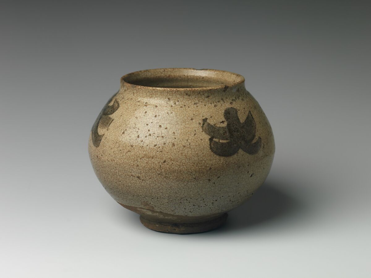 Jar, Stoneware with painted decoration in underglaze brown iron (Karatsu ware), Japan