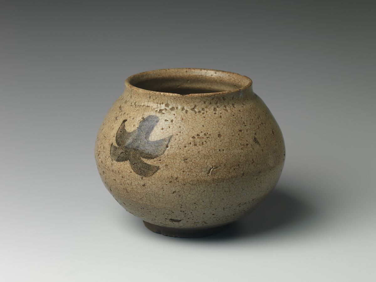 Jar, Stoneware with painted decoration in underglaze brown iron (Karatsu ware), Japan