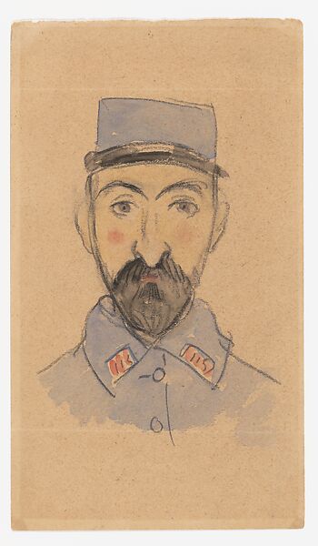 Self-Portrait as a Soldier, Charles Camoin (French, 1879–1965), Charcoal and watercolor on paper 
