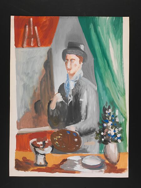 The Artist in his Studio, André Derain (French, Chatou 1880–1954 Garches), Opaque watercolor and watercolor over charcoal on paper 