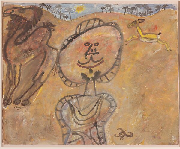 Chameau, arabe, gazelle, palmeraie, Jean Dubuffet (French, Le Havre 1901–1985 Paris), Gouache à la collé on paper 